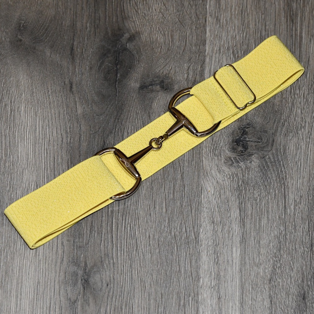 1.5” yellow pattern Equestrian horse Snaffle Bit Belt Elastic One